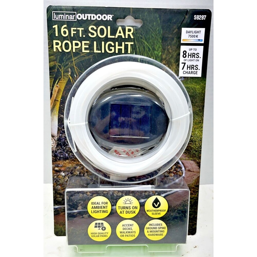 Luminar Outdoor Solar Rope Light 16ft – Garden Yard Driveway – New in Package